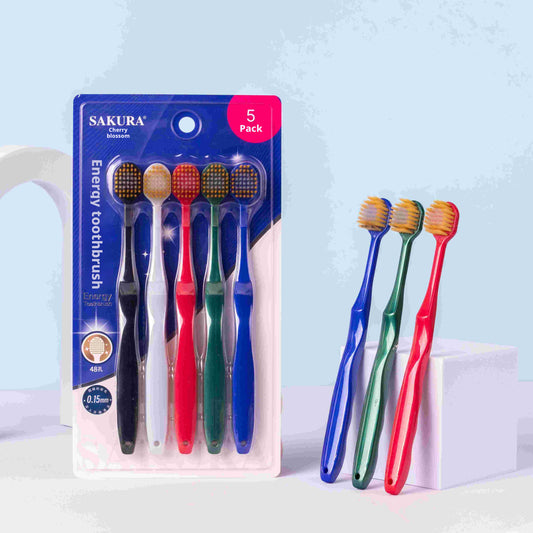 Toothbrush-Super Soft Hair S-20-Black, White, Red, Green and Blue 5 pieces 1 set-PBT bristles-1 set