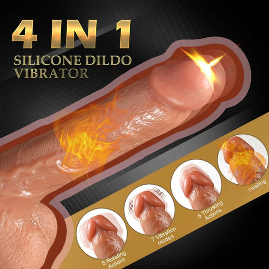 Remote Realistic Dildo Thrusting  Heating Roating  Toys For Women Men