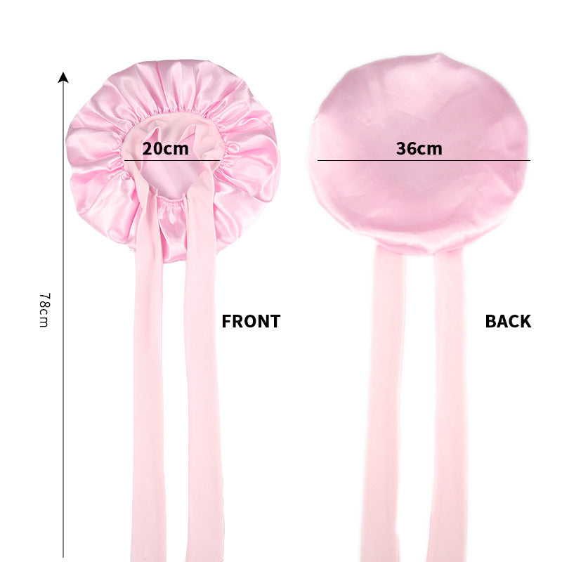 Satin Sleep Bonnet With Bow Knot, Elastic Wide Band Night Cap, Silk Like Satin Hair Bonnet For Women, Beauty Sleep Hair Protection Cap