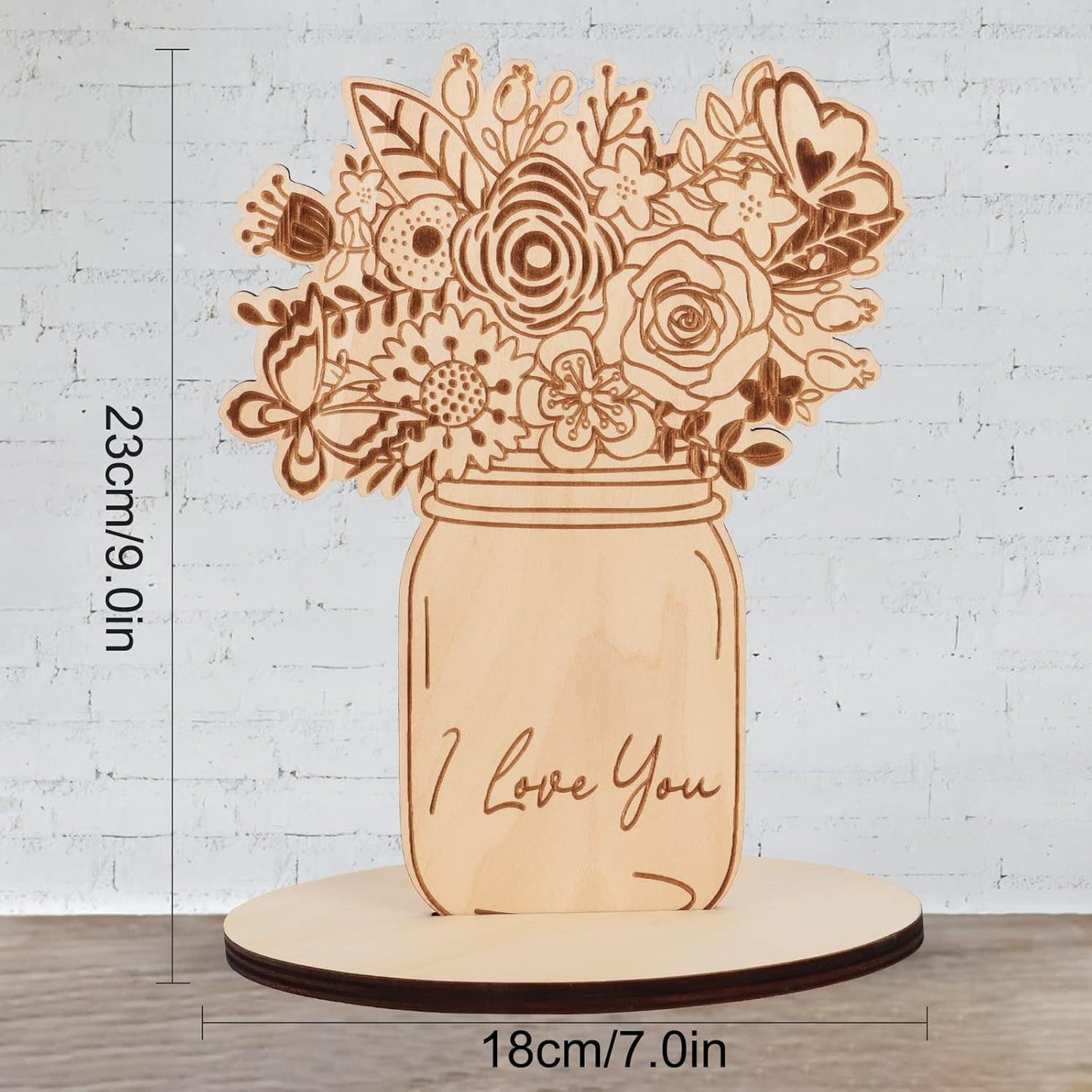 Log DIY Painted Vase Flower Ornaments Laser Engraving Wooden Flower Arrangement Crafts Mother's Day Handmade Gifts Desktop Decoration