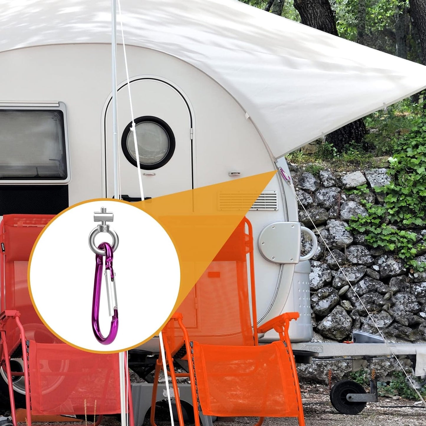 6 Set Keder Stopper Blocking Kit For Keder Rail Stopper Bolts End Stopper With 6 Carabiners Keder Rail Caravan Awning Hooks Keder Rail Accessories