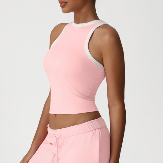 Fashionable Contrast-color Top For Fitness And Sports