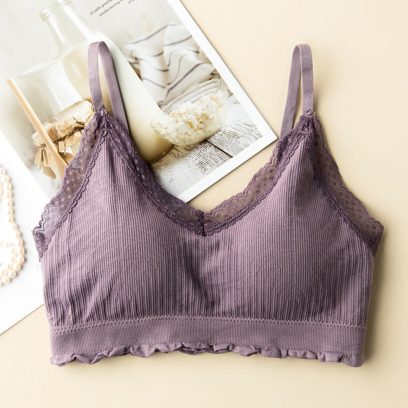Beauty Back Sling Women's Lace Wireless Student Tube Top Push Up With Breast Pads Bra