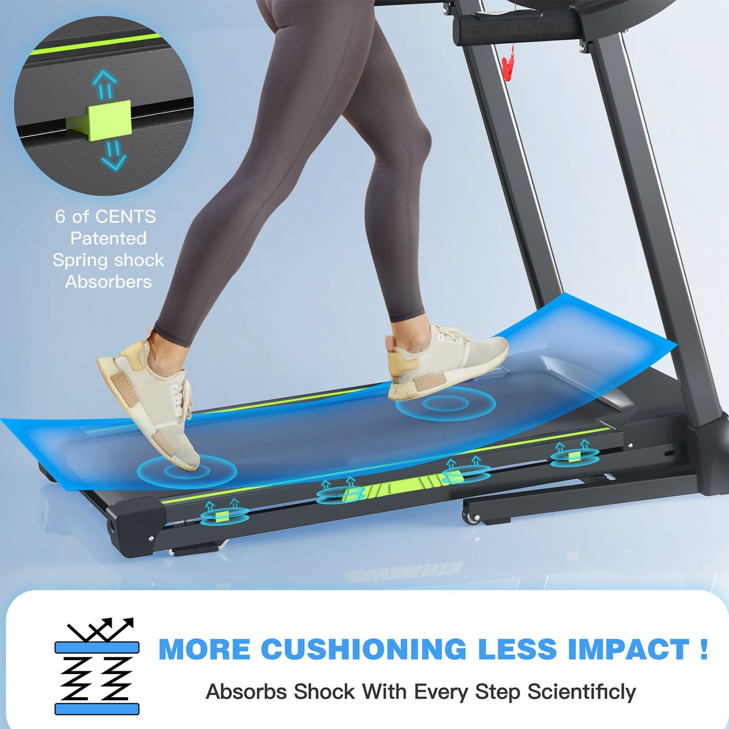 3.5  Portable Foldable Treadmill With Handles  Slope Home Walking Running Treadmill 0.5-7.5 MPH 330 Lb Weight Capacity