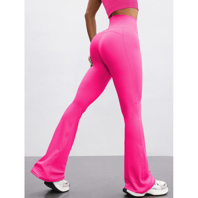 High-waisted Casual Flared Pants For Fitness And Sports