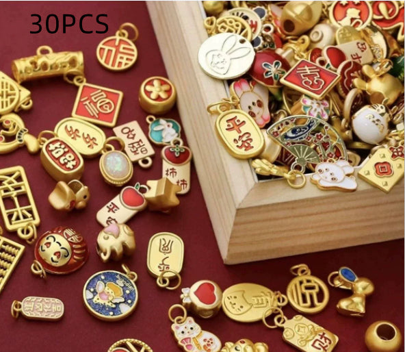 Handmade DIY Vintage Oil-drop Alloy Matte-gold Accessories Alluvial Gold Jewelrybracelet And Pendant