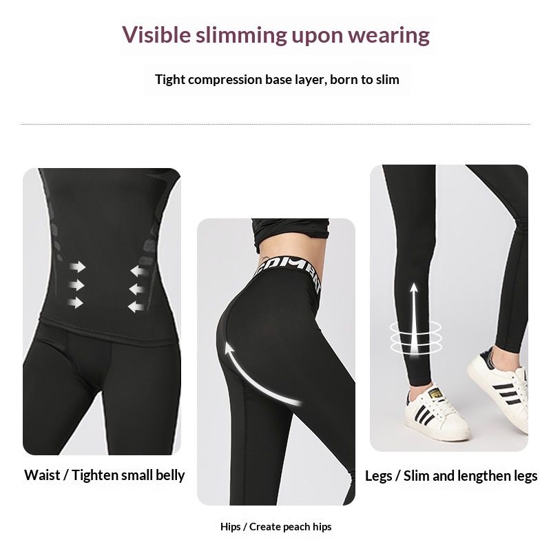 Women's Outdoor Skiing Yoga Fitness Set - Long Sleeve Athletic Top and Leggings for Winter Sports Training