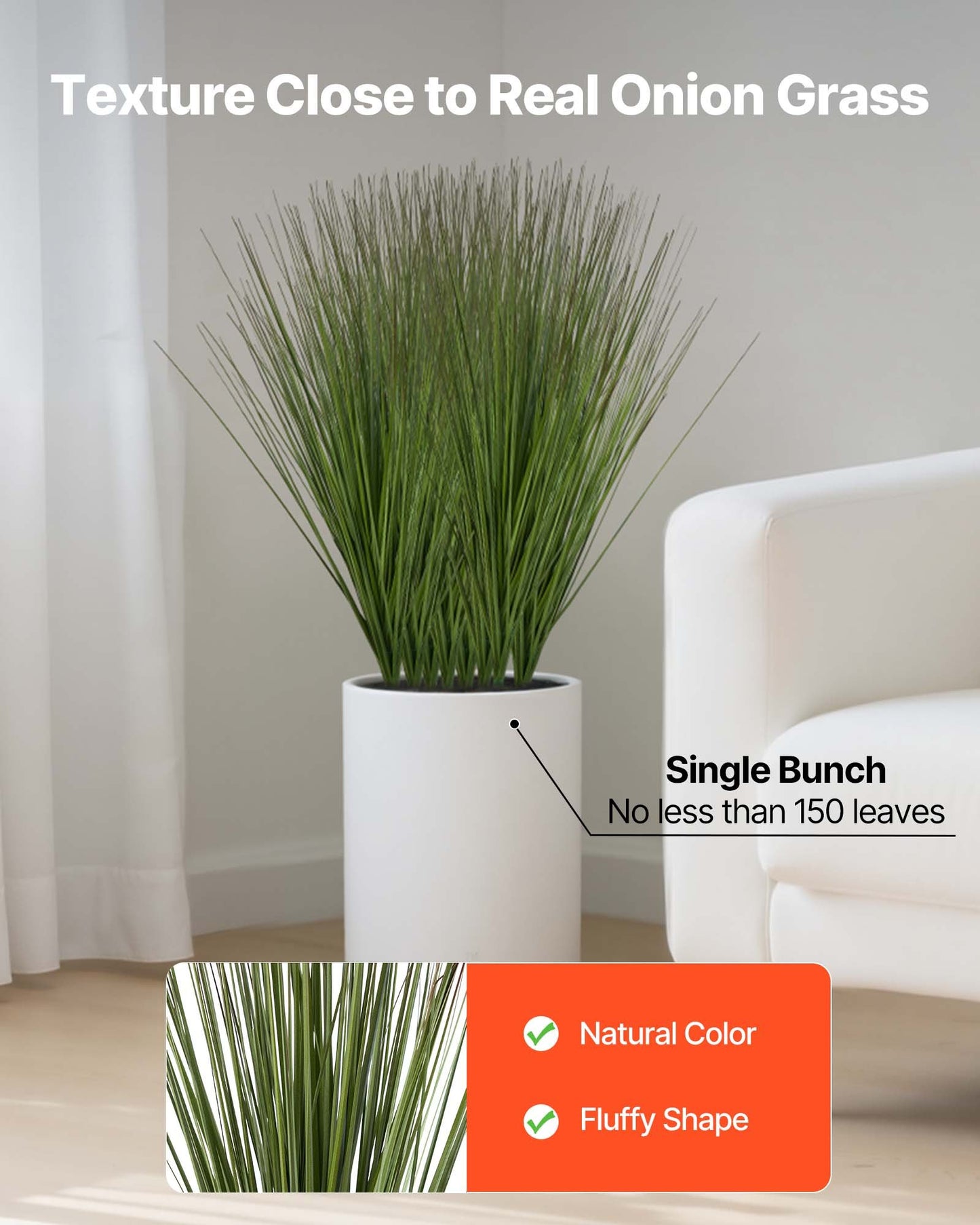 Artificial Grass Plant, 686mm Faux Onion Grass Fake Greenery Shrubs Plant, Premium PVC For Indoor Outdoor House Home Garden Office Room Décor, Housewarming, 8 Pack Green
