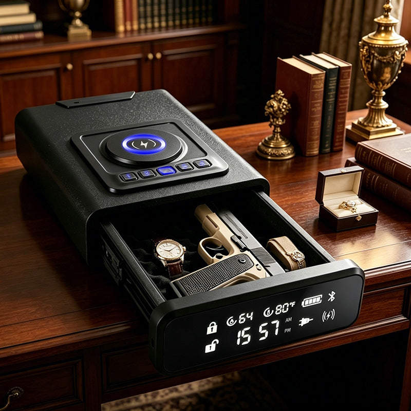 Cross-Border Smart Pistol Case, Bedside Table Digital Display Pistol Case With Wireless Charging Function, Mini Pistol Storage Box