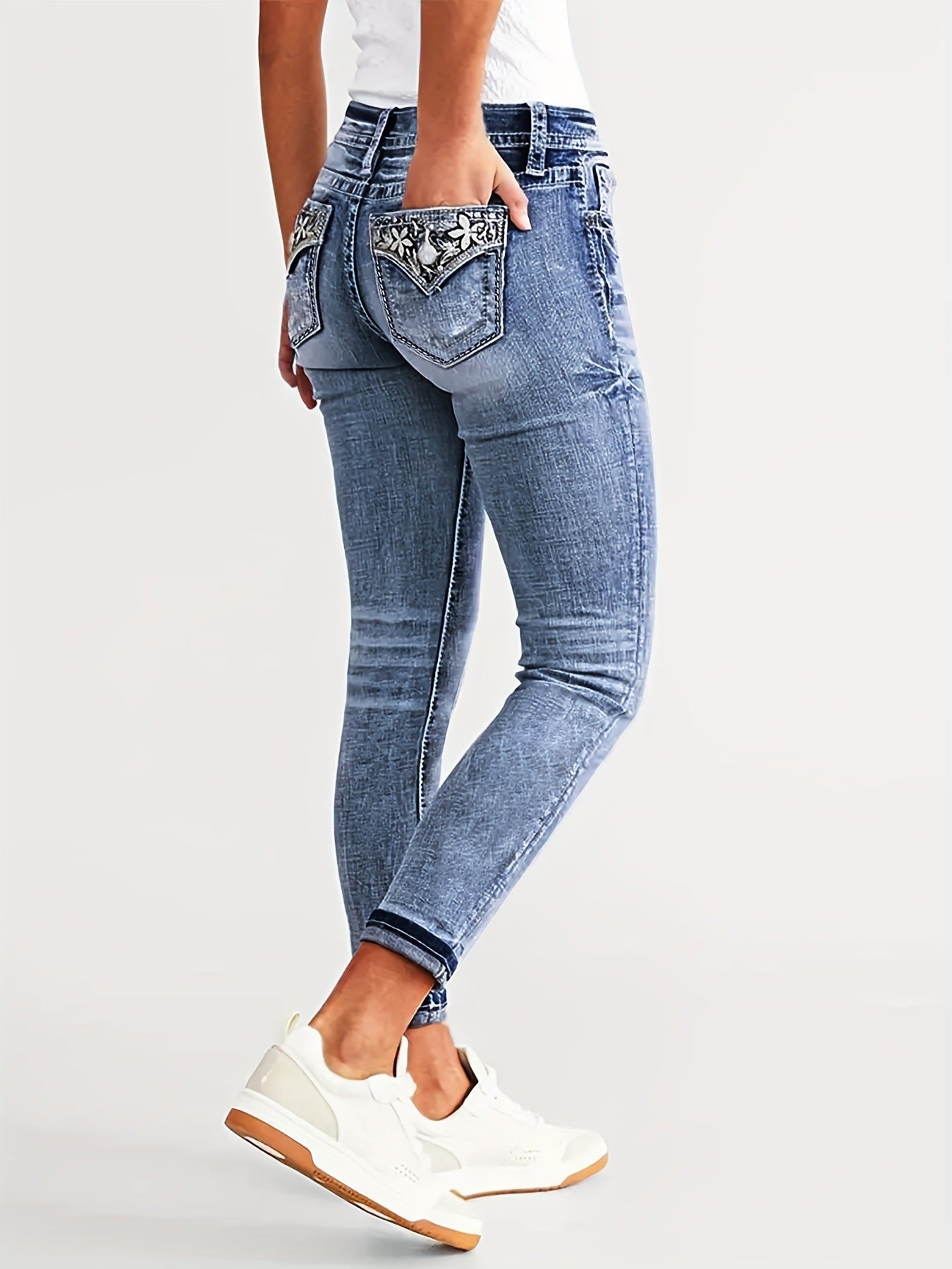 Beauty Clothing Slim Fit Stretch Slimming Versatile Embroidered Jeans Skinny Pants
