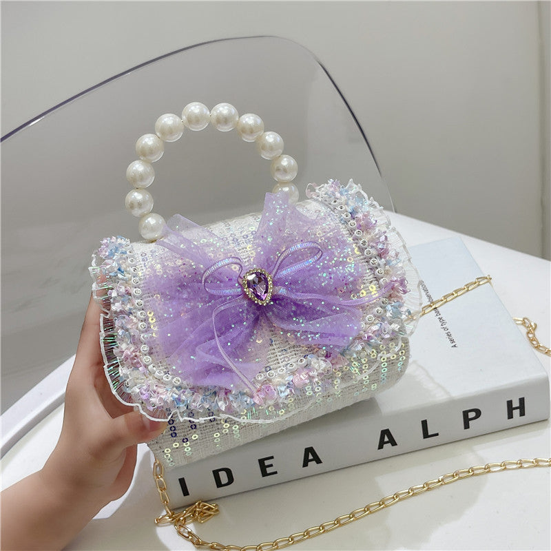 Childrens Bag Summer Fashion Crossbody Bag, Girls Pearl-handled Tote