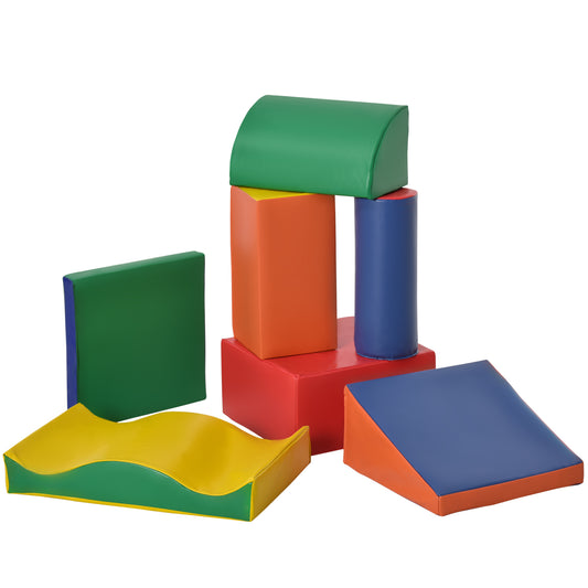 Soft Play Set, 7 Piece Foam Blocks, Toddler Climb And Crawl Activity Set For 1-3 Years, Soft Play Equipment For Building And Stacking, Educational Play, Red