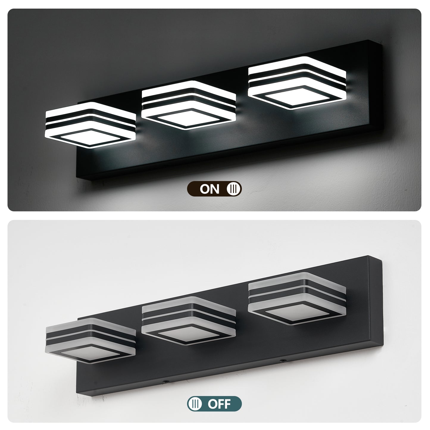 Matte Black Vanity Light Fixtures 3 Lights Up And Down LED Modern Bathroom Vanity Lights Over Mirror Acrylic Black Bath Wall Lighting No Bulbs