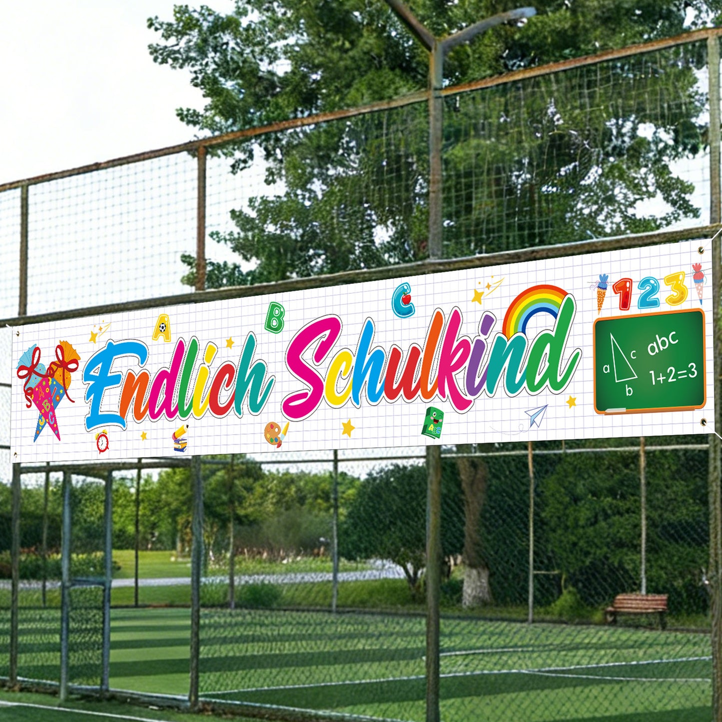 “Finally A First-Grader” Banner—Large-Format Decorative Banner For First-Day-of-School Celebrations—Party Supplies Set