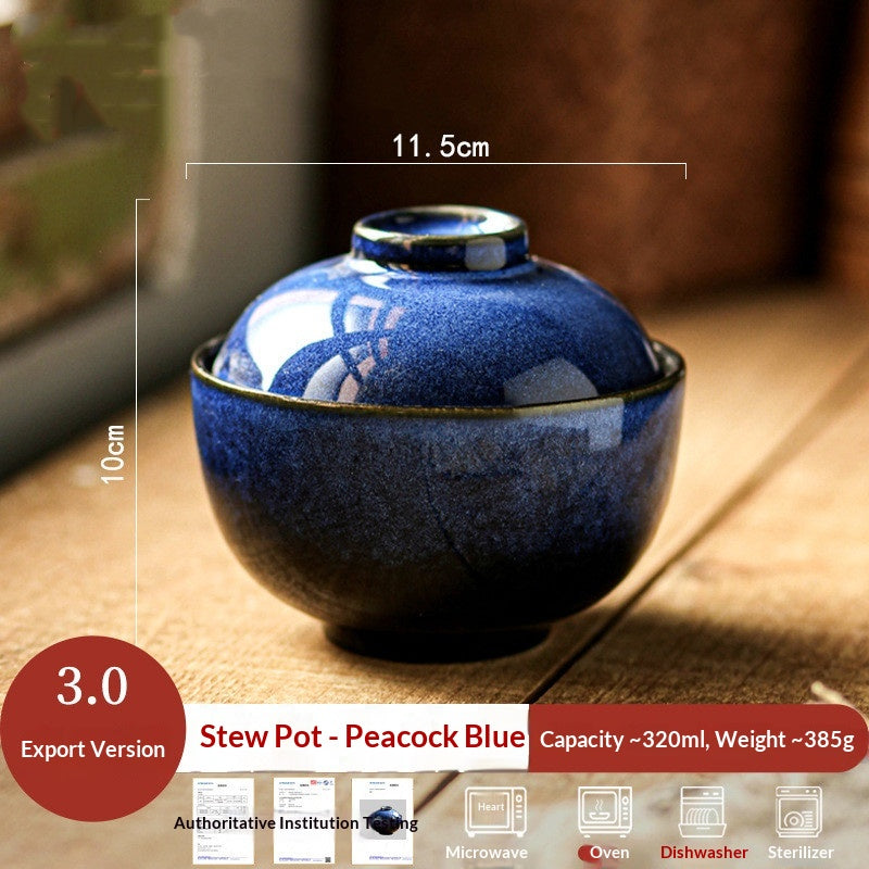 Stewing Pot For Water Bath Cooking Household Ceramic Dessert Bowl With Lid
