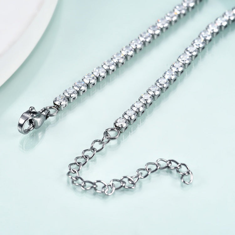 Stainless Steel Diamond Claw Chain K Gold Zircon Bracelet