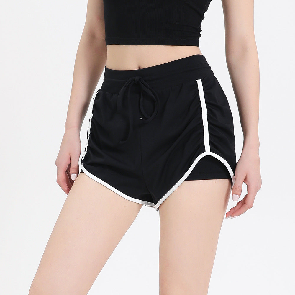 Women's Summer Sports Shorts, Anti-Exposure, Suitable For Running And Fitness, Three-Quarter Length, Faux Two-Piece Yoga Pants, Stretchy And Comfortable