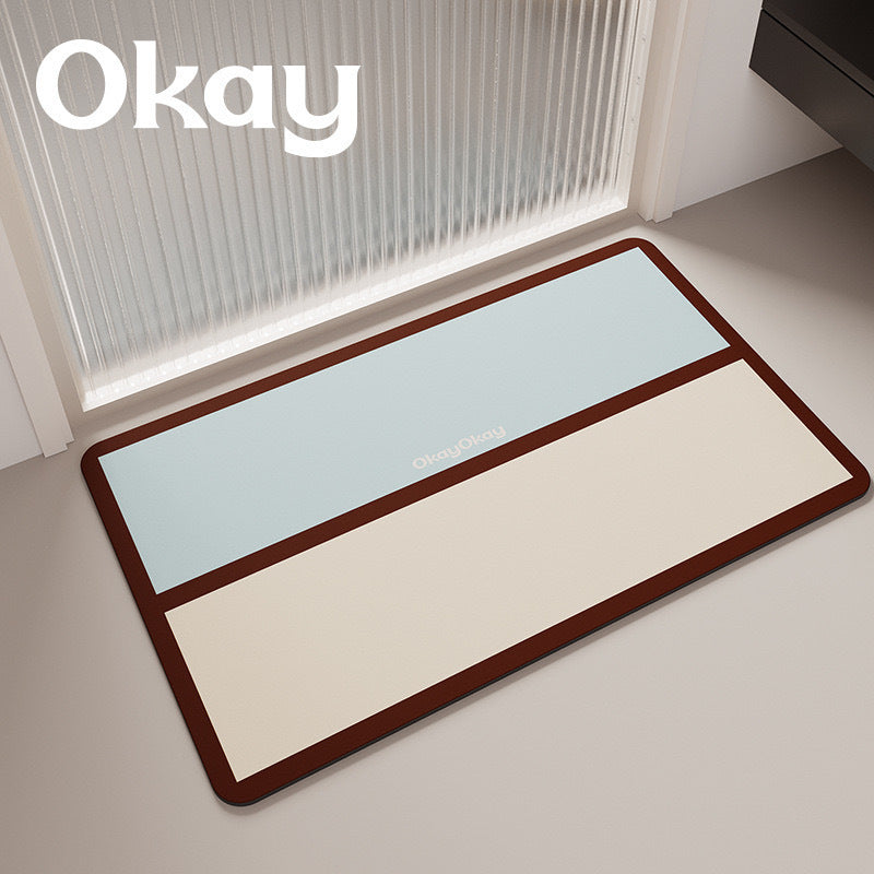Modern Minimalist Color-block Diatomaceous Earth Bath Mat