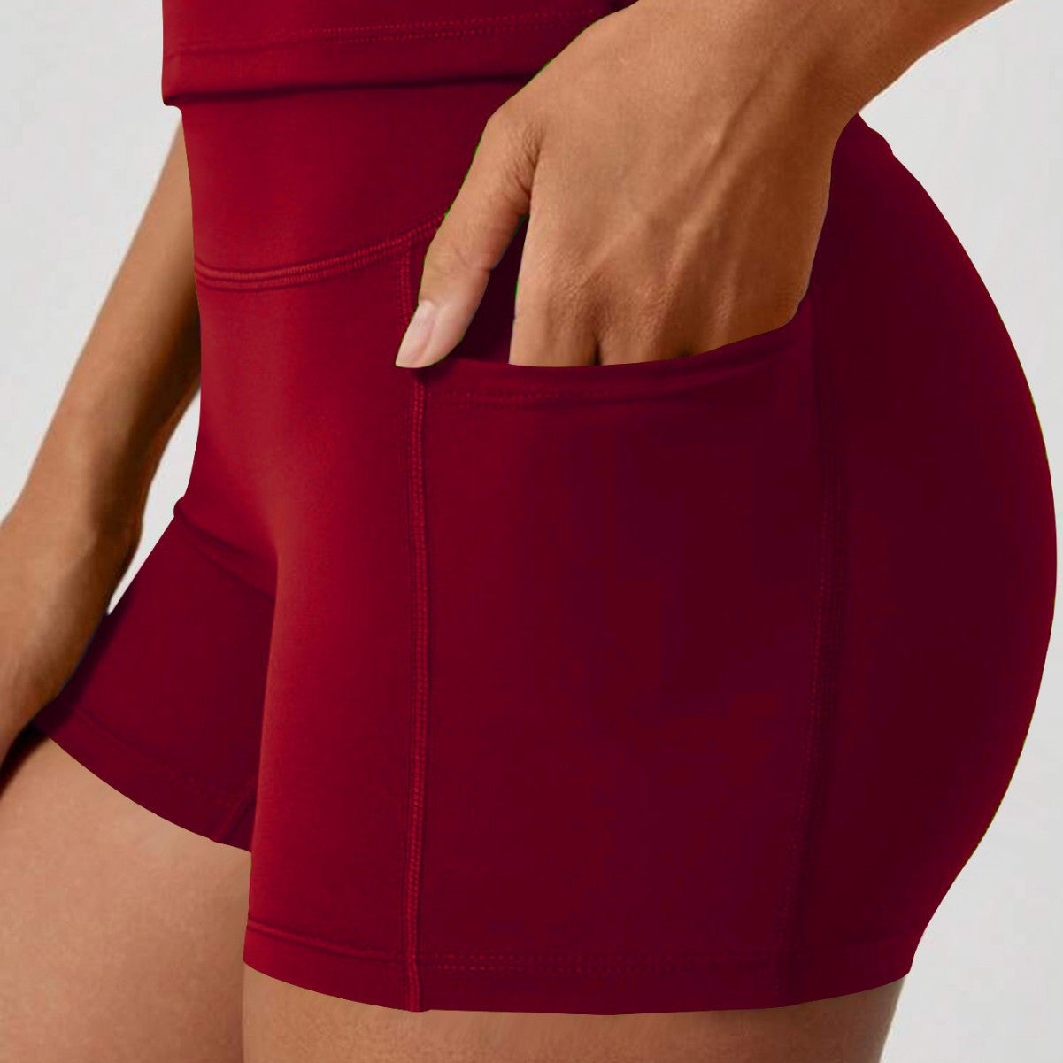 Womens Quick-Drying Yoga Outfit With Pockets Outdoor Running And Fitness Shorts