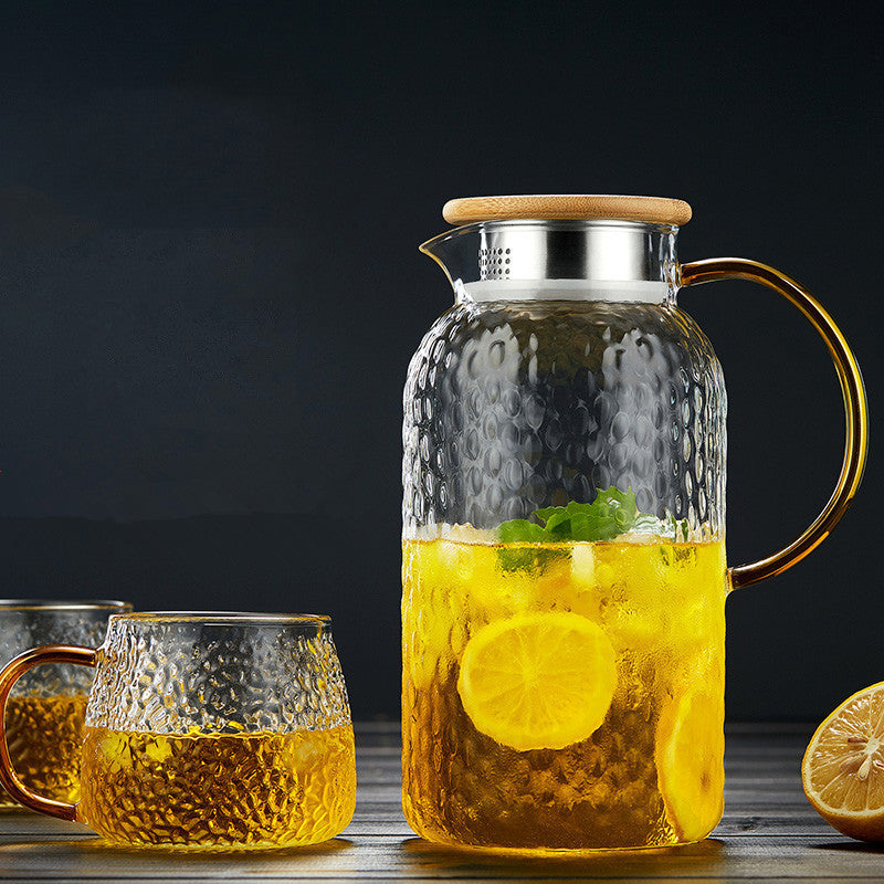 Household Large Capacity Heat-resistant Hammer Pattern High Borosilicate Glass Cooling Kettle