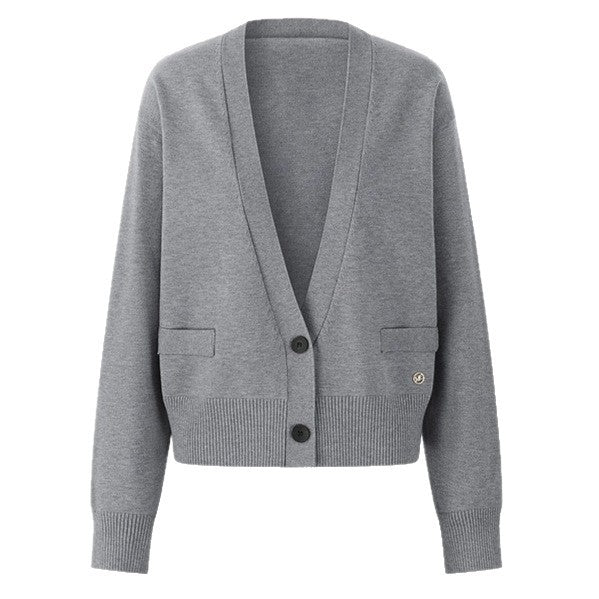 Korean-style Simple Solid-color V-neck Two-button AutumnWinter New Knitted Cardigan