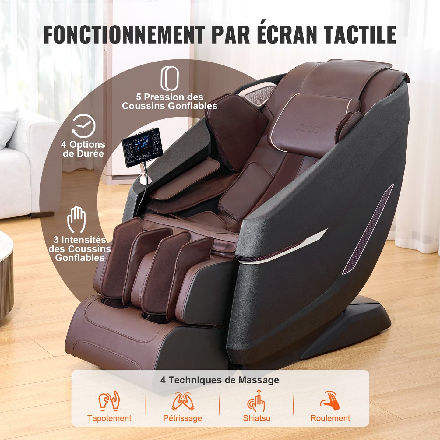 Massage Chair With Flexible SL-Track, Full Body Zero Gravity Recliner, 10-18 Auto Modes, 3D Shiatsu, Heating, Bluetooth Speaker, Airbag, Foot Roller, And Touch Screen