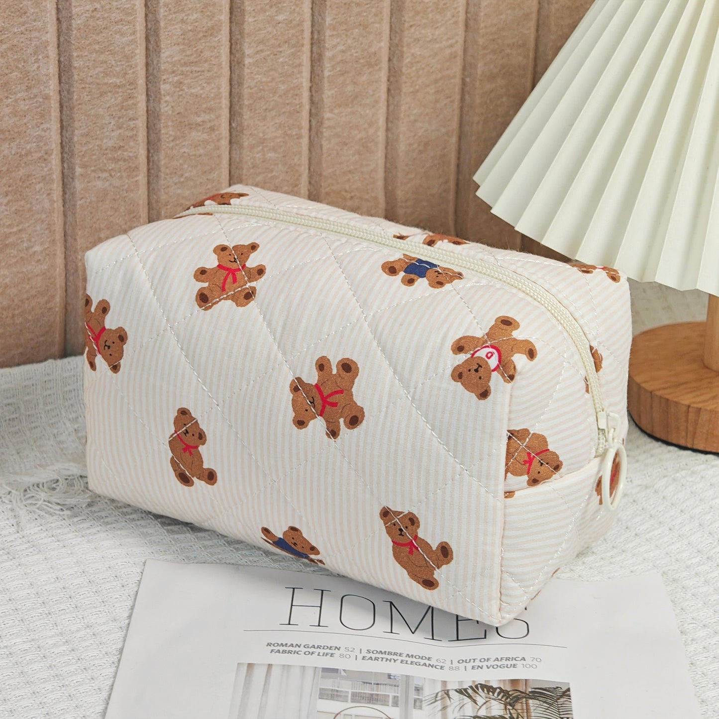 Printed Quilted Makeup Large Capacity Portable Toiletry Bag For Travel
