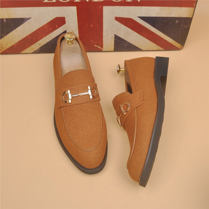 Leather Shoes Men's Casual Suede Shoes Fashion Korean Style Pointed Toe