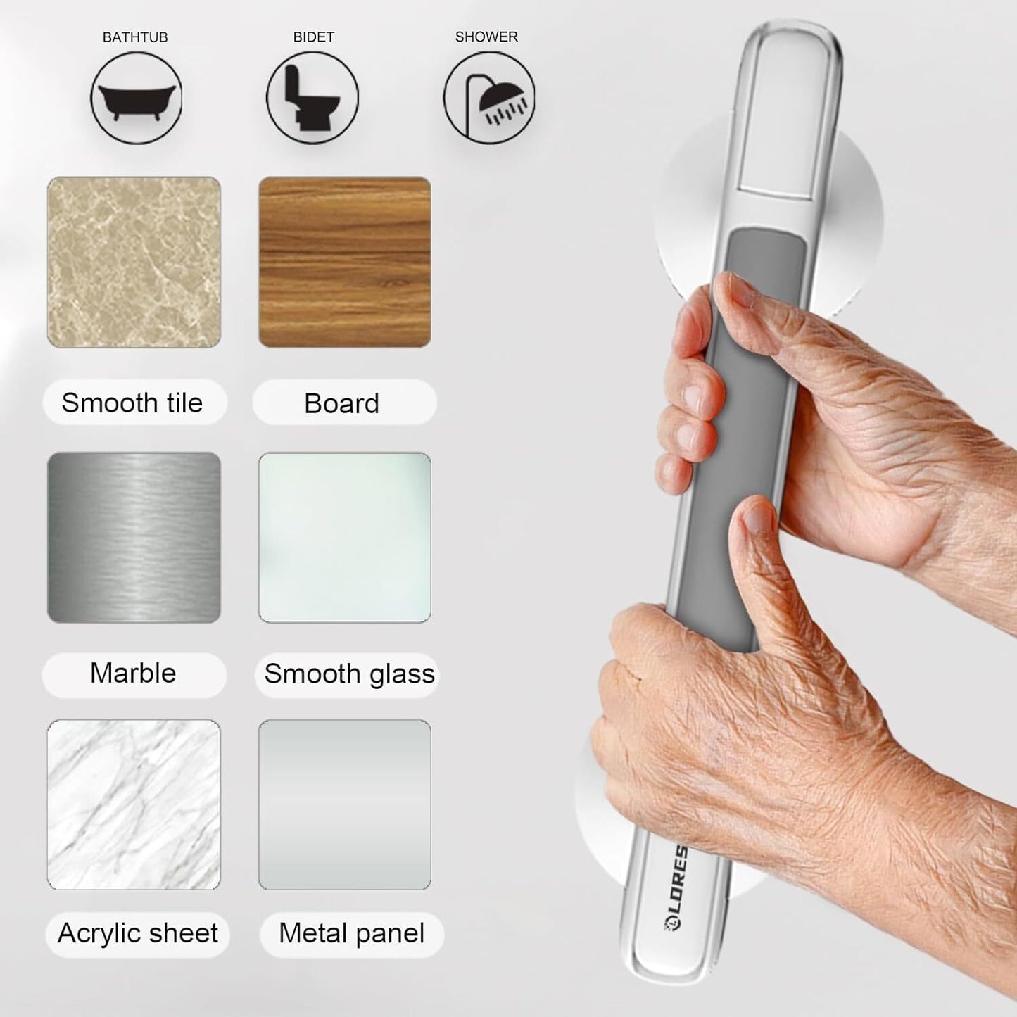 Safety Support Hand Rail Handle Bar Grip Grab Suction Bath Bathroom Shower