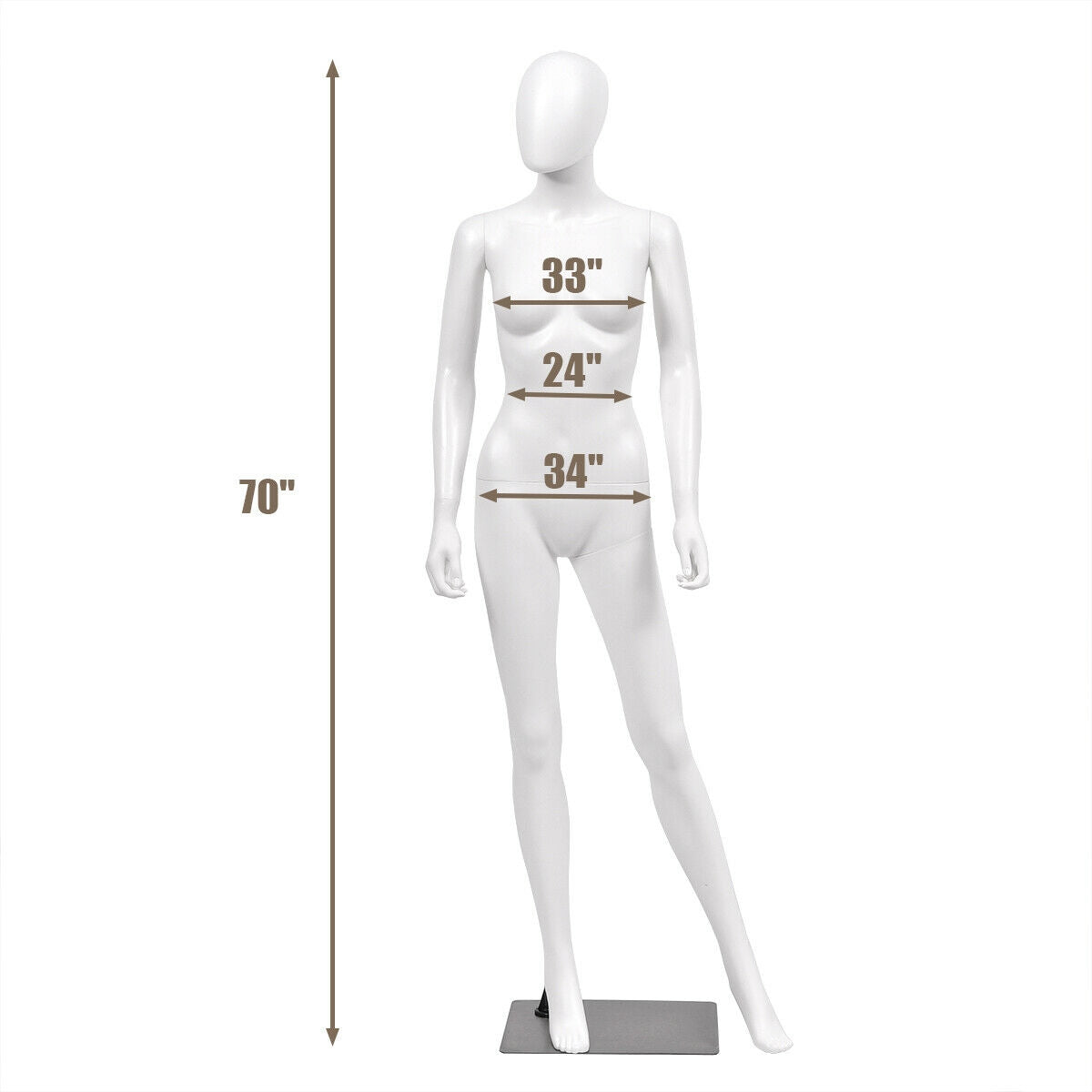 5.8 Ft Full Body Female Mannequin Egghead Manikin With Metal Stand