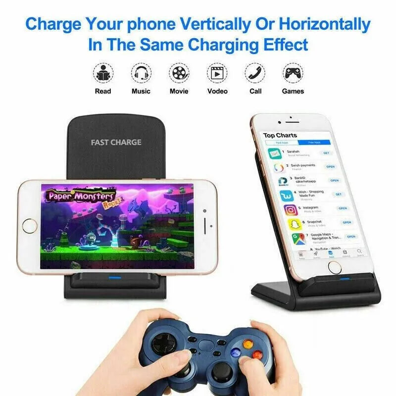Qi Wireless Fast Charger Charging Pad Stand Dock For Galaxy Phone