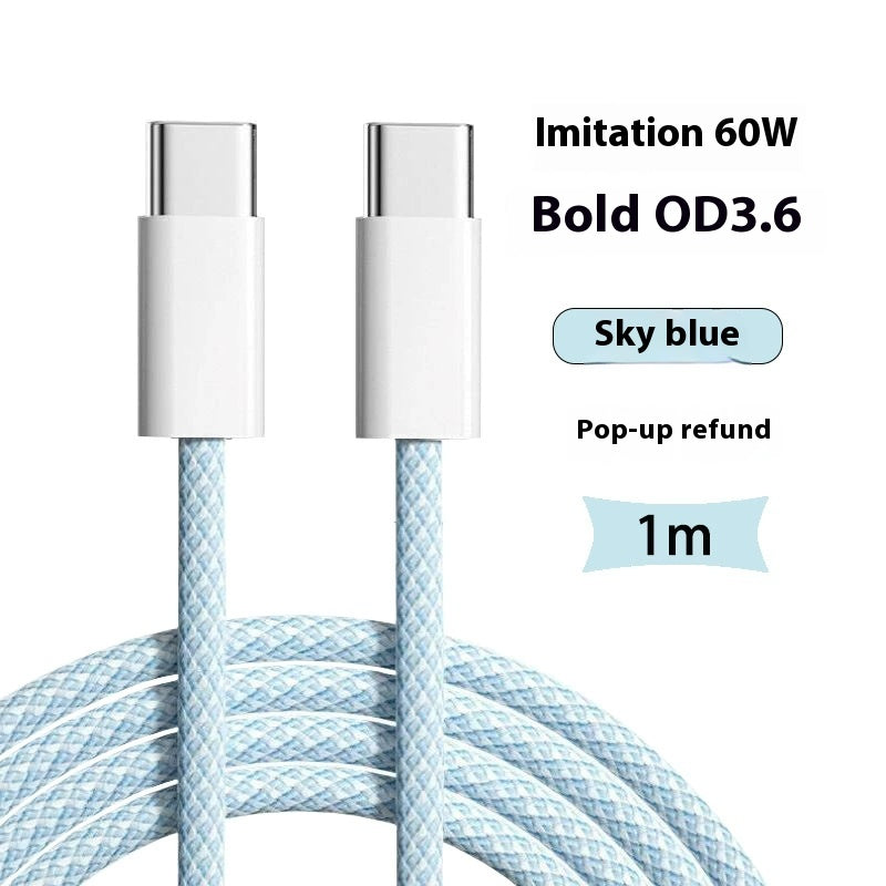 60W Double C Mobile Phone Braided Pd Charging Cable