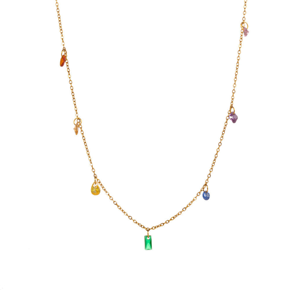 Titanium Steel Necklace And Anklet Best-selling Rainbow Diamond Design