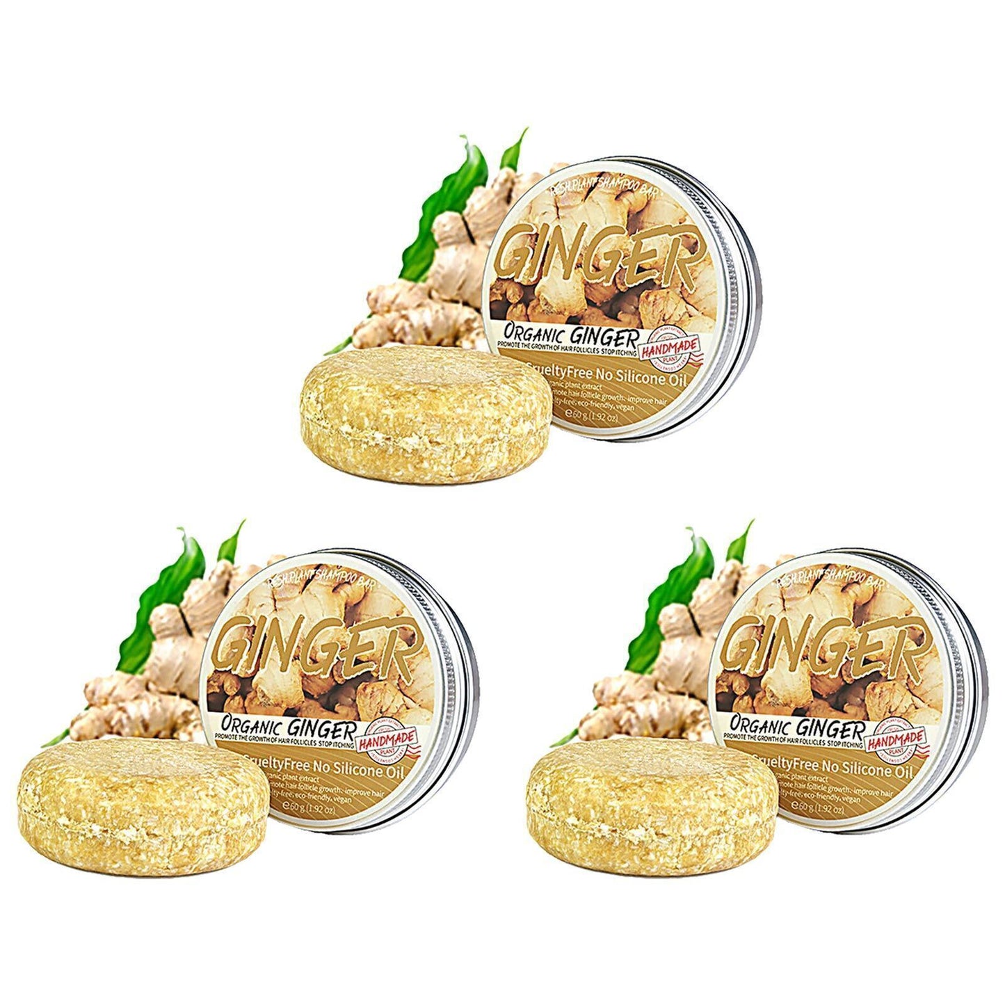 5Pcs Organic Ginger Shampoo Bar Anti Hair Loss Shmpoo Soap Hair Growth Care Soap