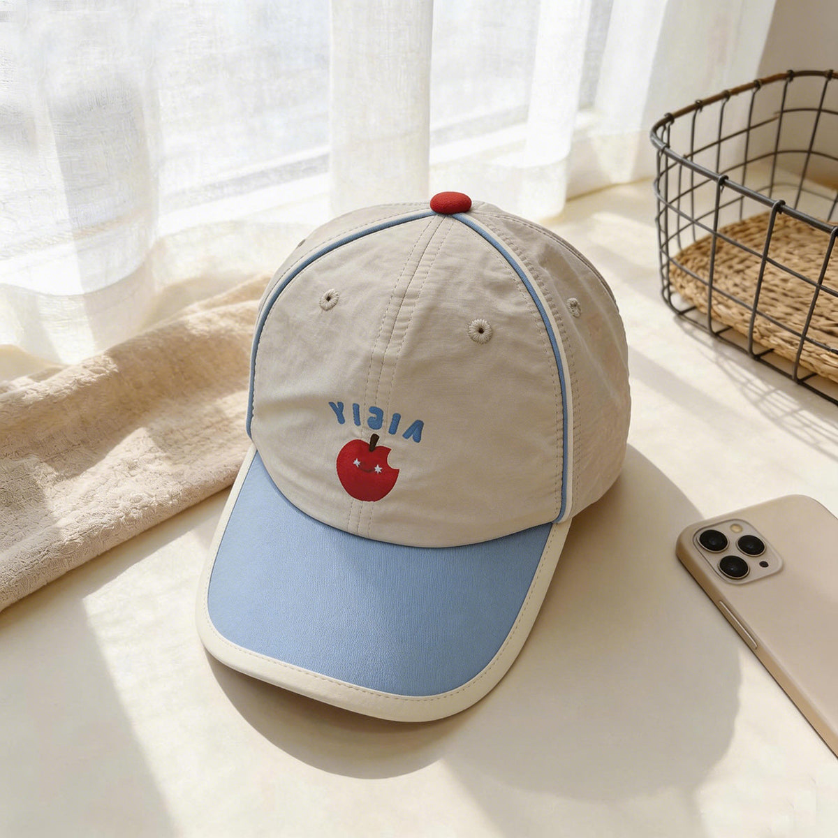 Children's Multi-color Cartoon Pattern Printed Quick-drying Lightweight Adjustable Simple And Fashionable Curved-brim Baseball Cap For Outdoor Sports