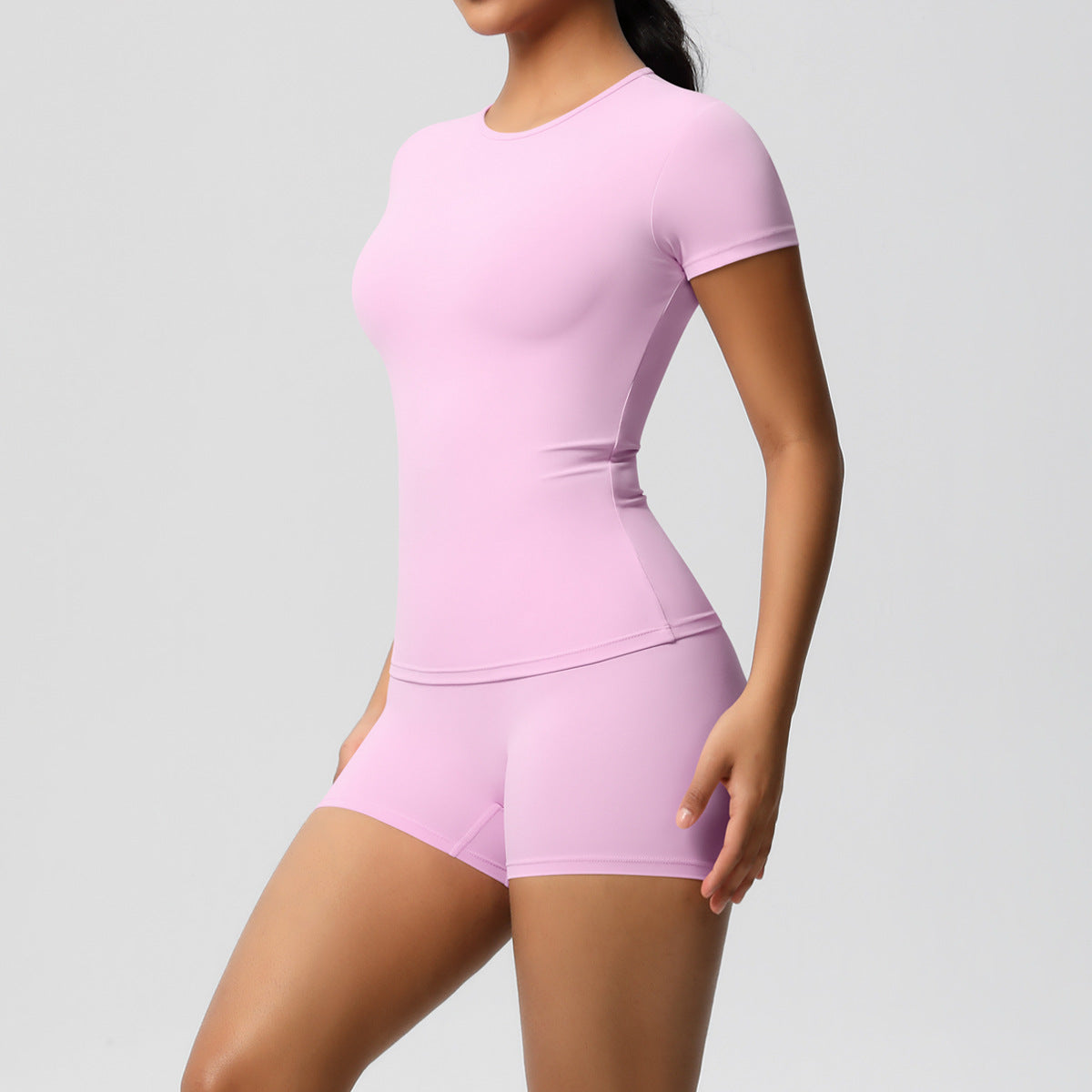 Slimming Stretchy T-Shirt And Fitness Shorts Set For Women