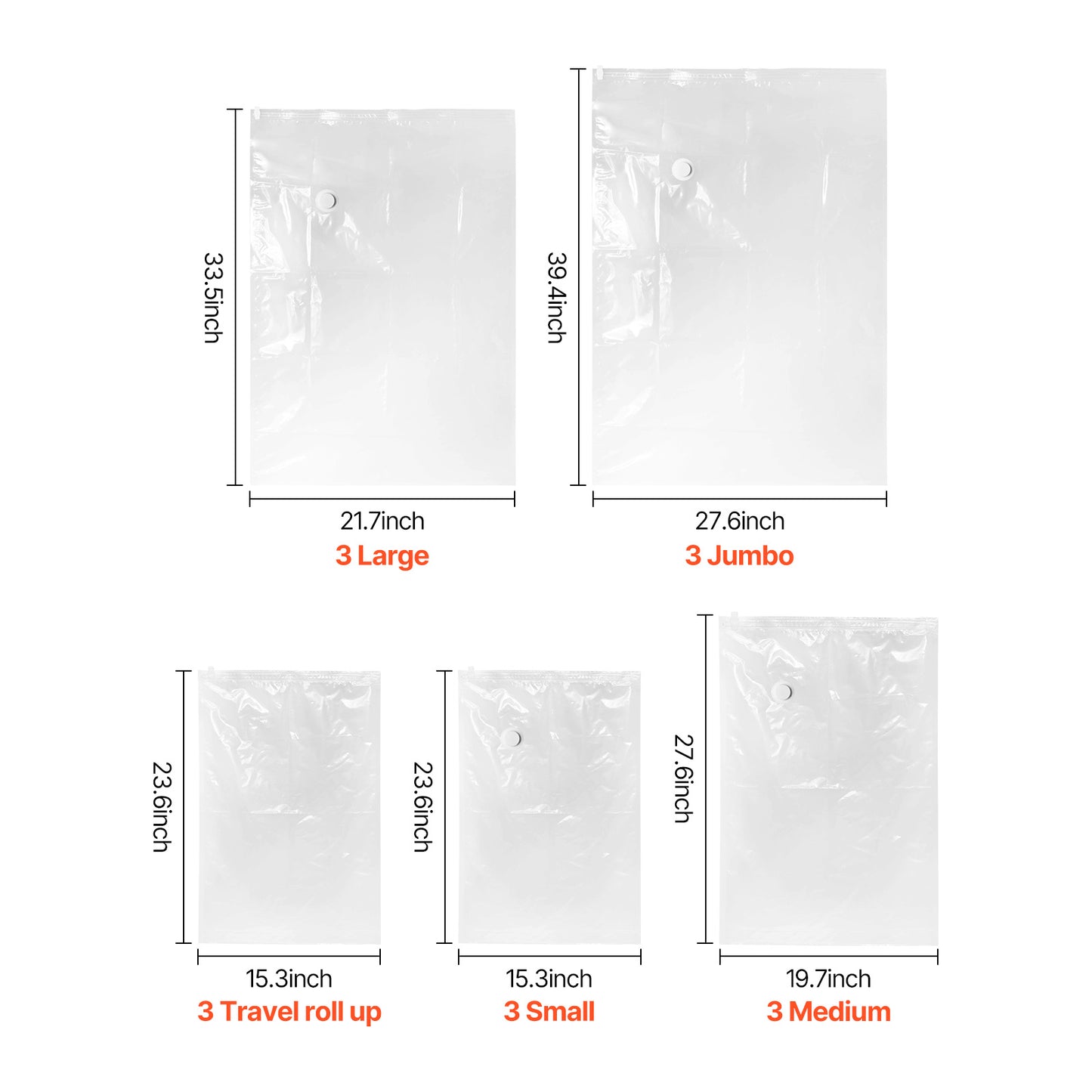 15 Pack Vacuum Storage Bags With Electric Pump, Space Saver Bags Compression For Comforters And Blankets, Sealer Clothes Storage Travel Essentials