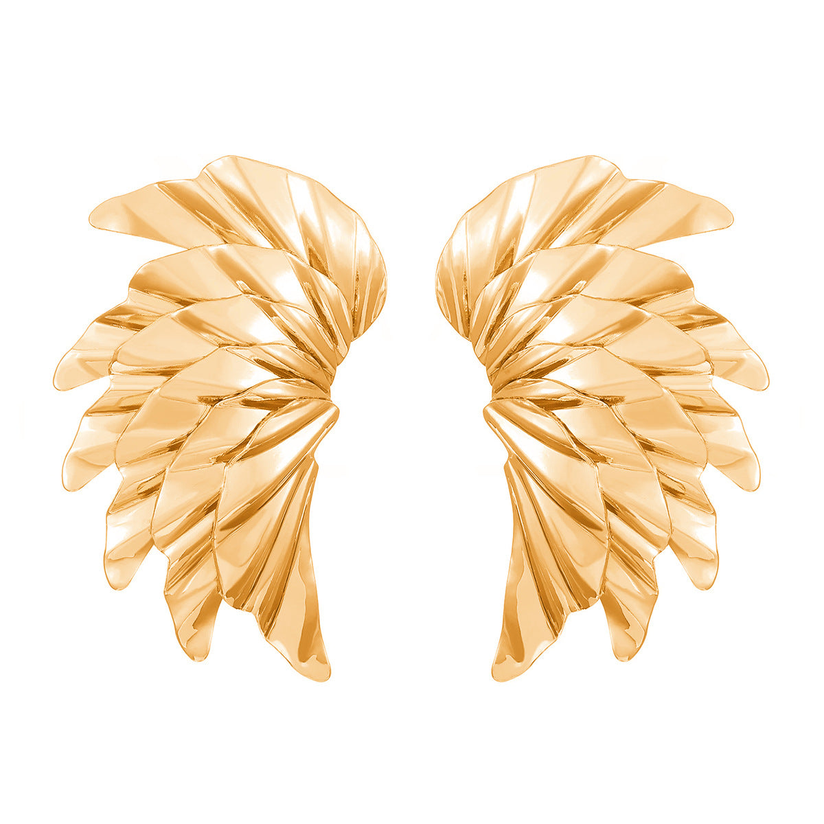Retro Geometric Petal Metal Earrings, Unique Polished Glossy Surface Foldable Design Fashion Creative Stud & Dangle Ear Accessories