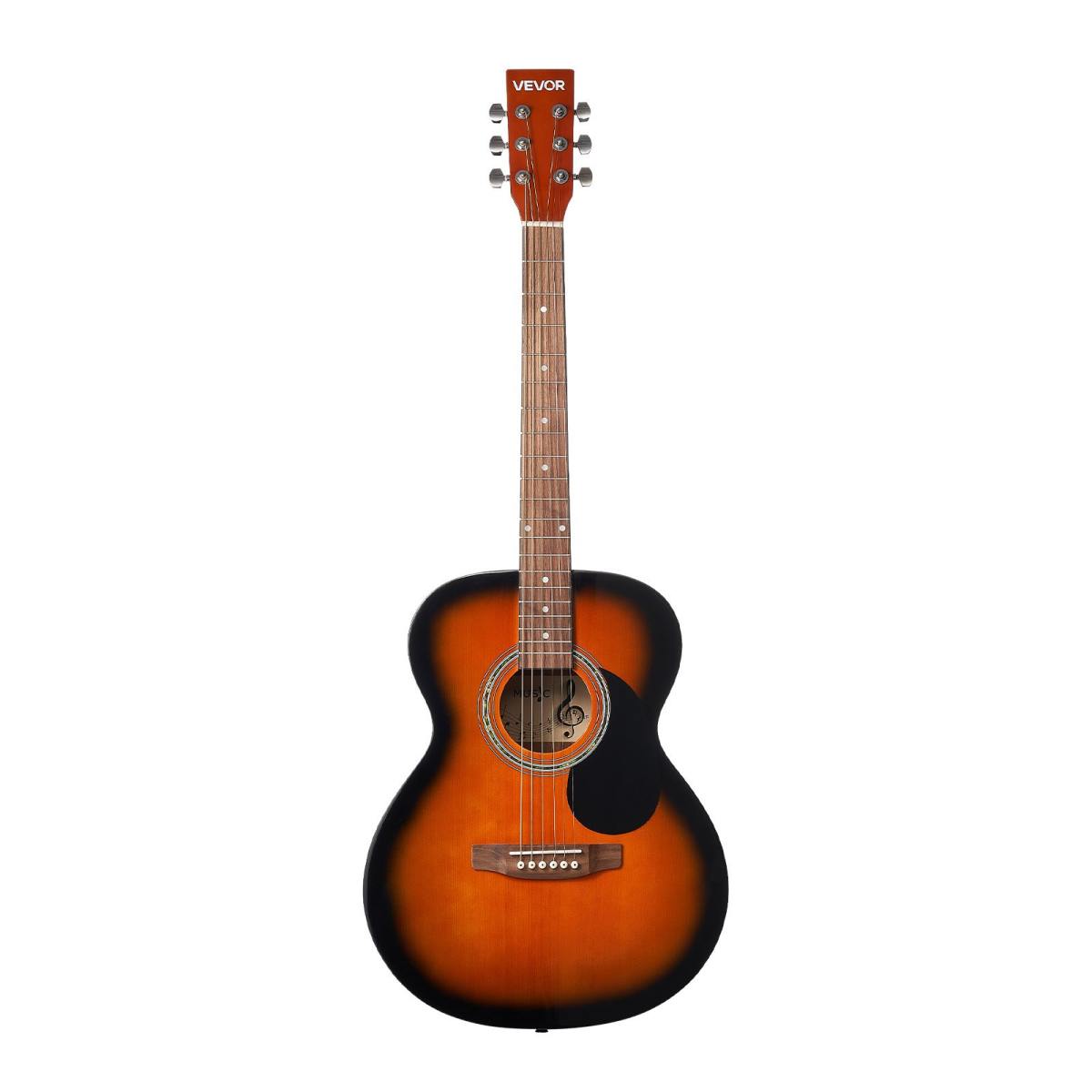 Dreadnought Acoustic Guitar, 40 In, 6-String Sunburst Solid Top Guitar, Beginner Bundle With Gig Bag, Tuner, Strap, Steel Strings, Picks, Capo, Rosewood Fingerboard, For Adults, Skilled Players