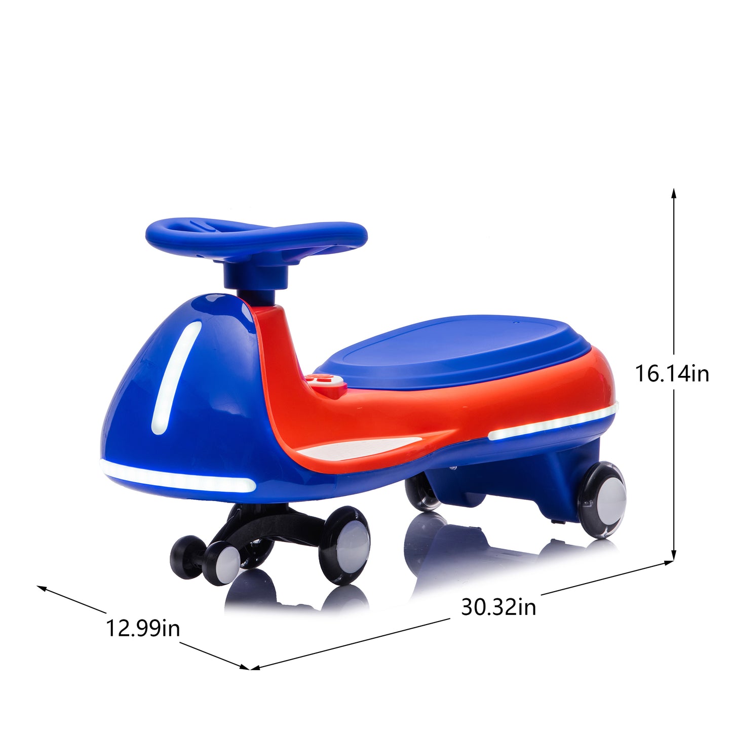 12V Kids Ride On Electric Wiggle Car W 2-in-1 Smart Design,Controllable LED Lights,Flashing PU Wheels&Wide Front Auxiliary Wheels,Triangular Stability Frame,5MPH Max Speed,Bluetooth Music,for Kids 3-8