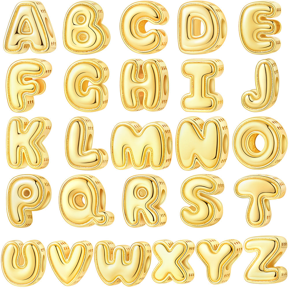 Gold-plated Copper DIY Bracelet Bead Accessories With English Letters