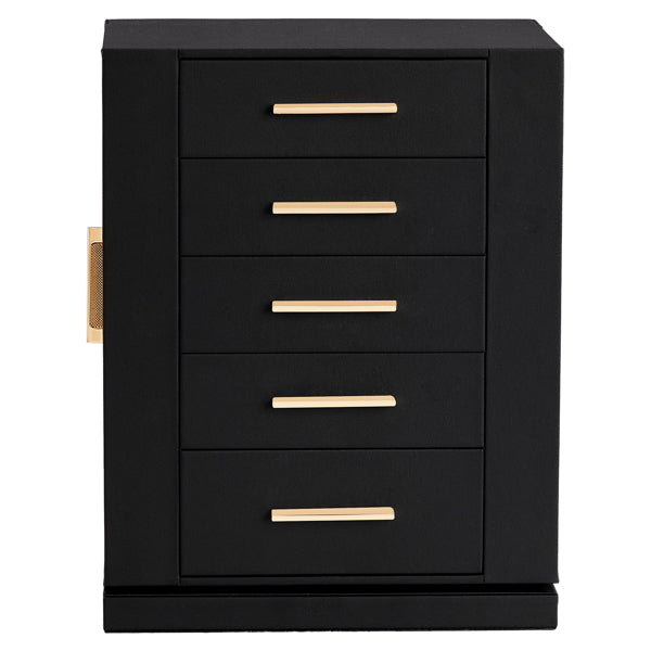 Four Sides With Storage, 5 Drawers That Can Rotate. Black Cabinet Body,   Velvet Fabric. Necklace Box.