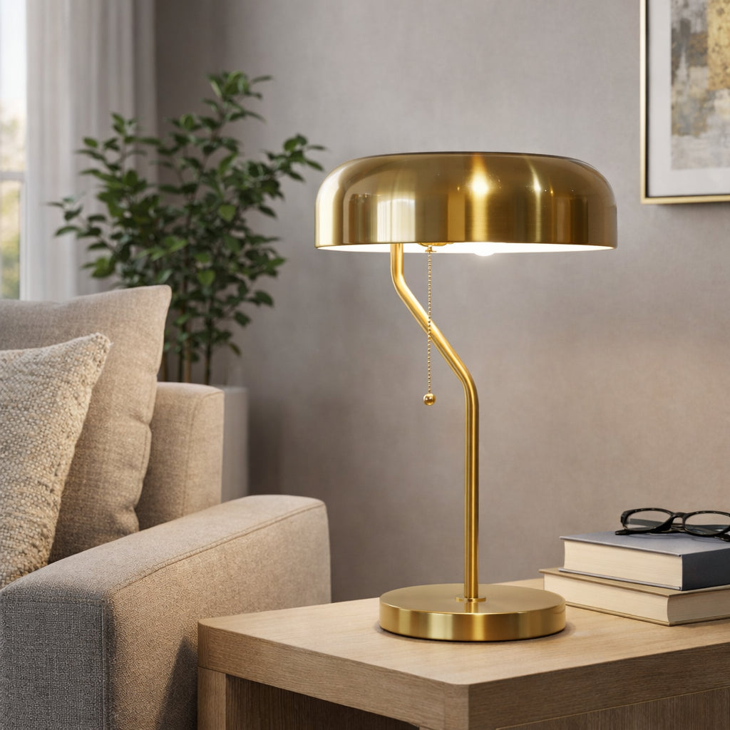 High Quality Hotel European Modern Bed Side Nightstand Decorative Table Desk Lamp, Metro Table Lamp With Gold Outer And White Inner 110-120V