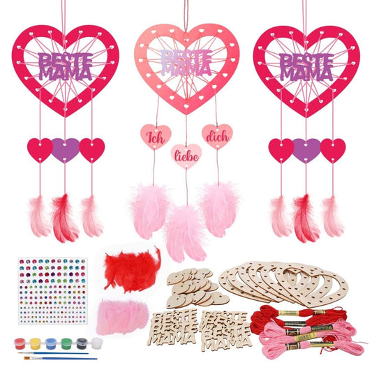 6 Sets Of Heart Dreamcatcher Craft Kits “BEST MOM” Creative Craft Kits Creative DIY Gifts For Mom Handicrafts Gifts For Mom For Mother's Day, Mom's Birthday, And Christmas