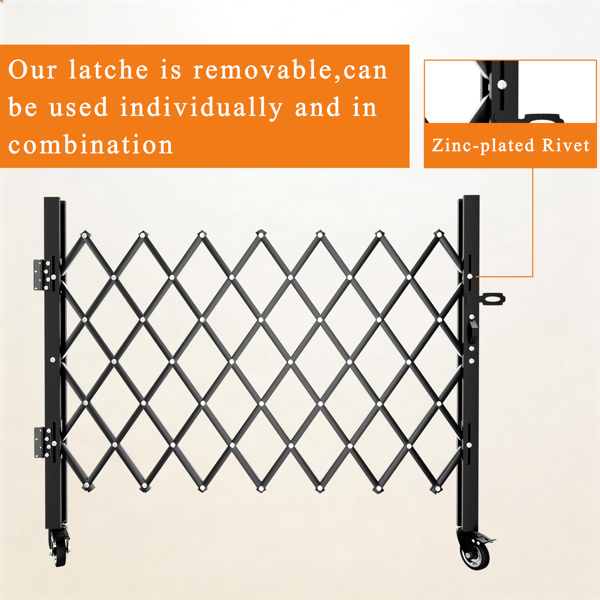 Foldable Security Gate, Expandable Safety Barrier With 360degree  Swivel Casters Lockable Design, Portable Mobile Rolling Barricade For Garage, Warehouse, Driveway And Pool Areas  51.57in H X 42in W