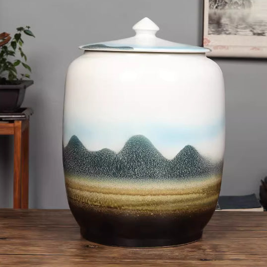 Ceramic Tea Caddy Extra-Large Teapot-Shape Container With Lid, Airtight And Moisture-Proof For Storing Puer And White Tea Cakes