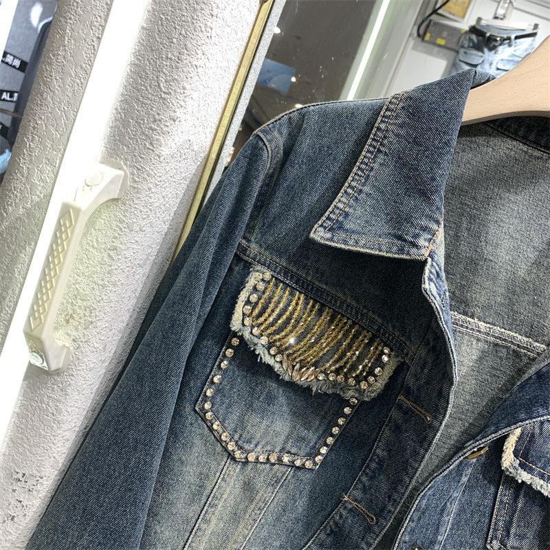 Small Fragrance Denim Jacket For Petite Women, Korean Style Outerwear