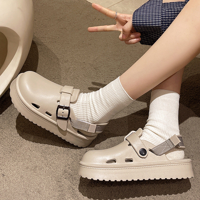 Womens Office Worker Lazy Shoes Height-Enhancing Closed-Toe Sandals
