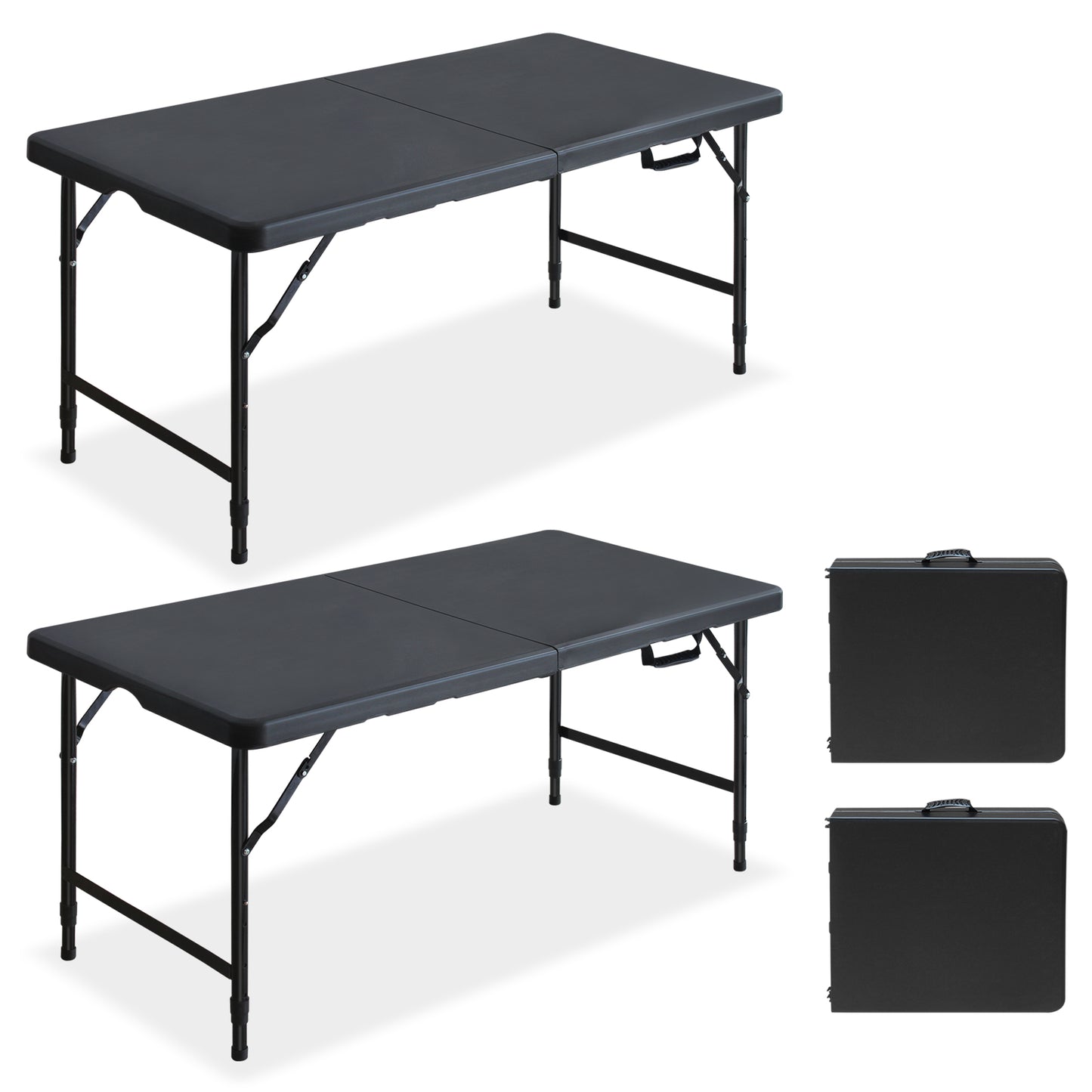 4ft Black Multi-functional Outdoor Folding Leisure Picnic Game Party Table  2-Pack Boxed