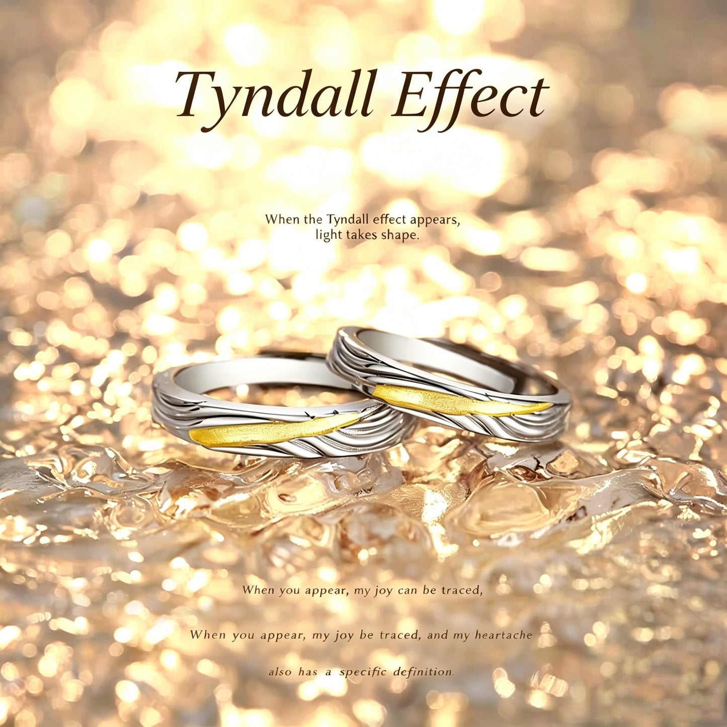 1 Pair 999 Sterling Silver Tyndall Effect Two-Tone Couple Rings, Adjustable Promise Rings, Ideal Valentine's Day Gift For Lovers